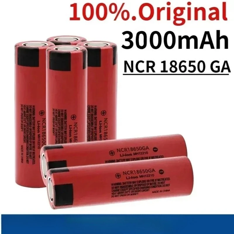 2026 الأصلي NCR 18650GA عالية التفريغ 3.7 فولت 3000 مللي أمبير 18650 بطارية قابلة للشحن مصباح يدوي بطارية ليثيوم مسطحة