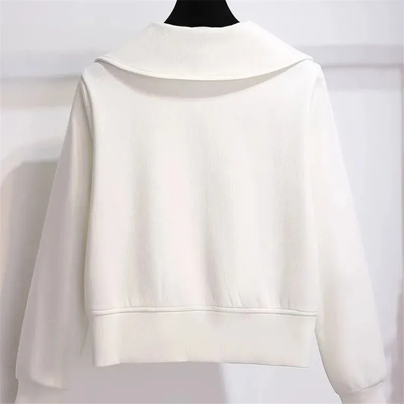 Women's Lapel Coat 2026 Spring Autumn Long-sleeved Female Doll Collar Jacket Fashion Loose Baseball Uniform Overwear