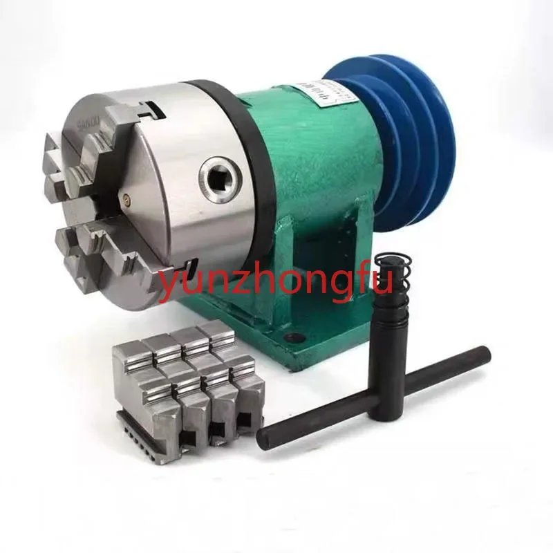 Household Lathe Spindle Assembly DIY Small Woodworking Rotating Seat 80 Three-jaw Chuck Flange Pulley Tools New