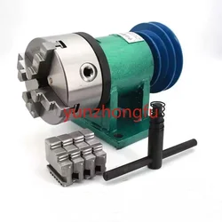 Household Lathe Spindle Assembly DIY Small Woodworking Rotating Seat 80 Three-jaw Chuck Flange Pulley   Tools New