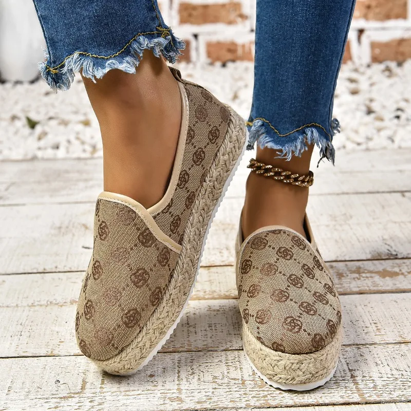 Espadrilles Womens Shoes Flat Stylish and Trendy Footwear for Fashion-Forward Females Loafers Casual Casual Slip-on Grass Woven