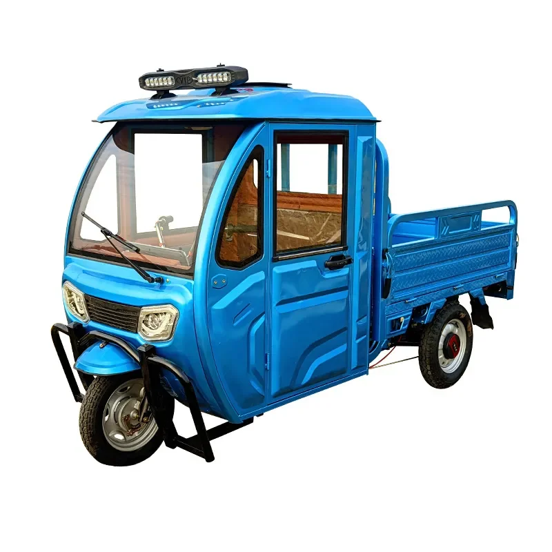 for Electric Tricycle Climbing Truck Semi Closed Cargo Pulling with Shed Agricultural Freight Battery Car Licensed