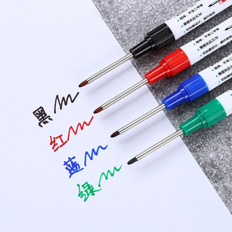 NEW 4Pcs 32mm Deep Hole Long Nib Head Markers Metal Perforating Pen Waterproof Bathroom Woodworking Decoration Multi-Purpose