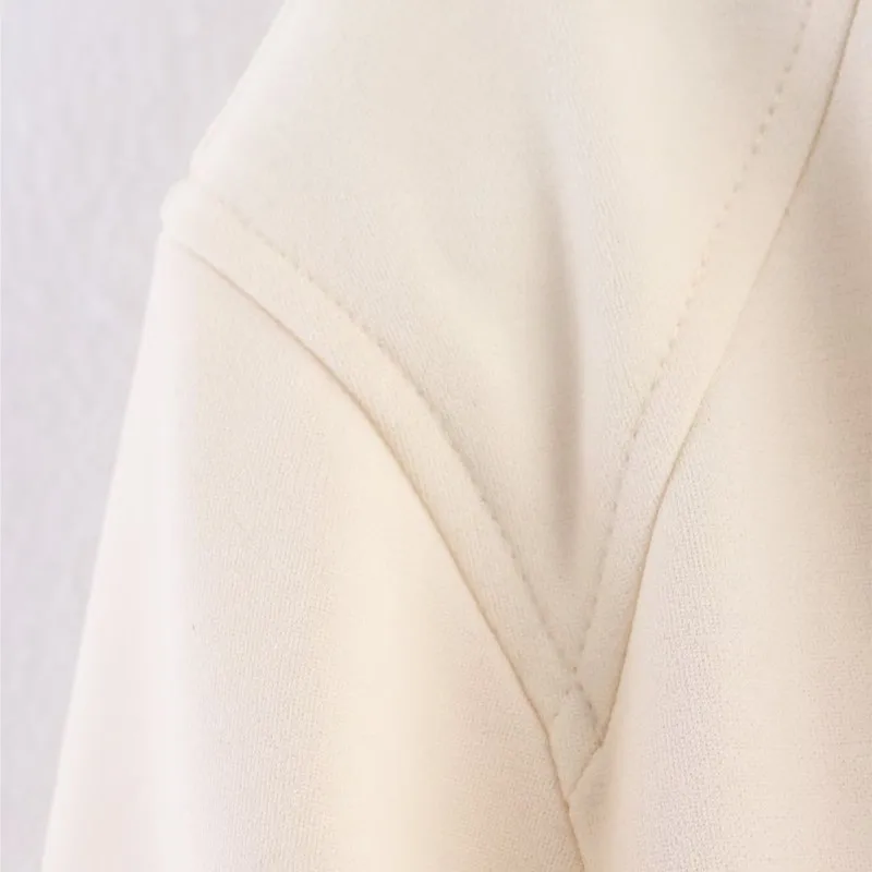 Women's Solid Color Textured Button Jacket Autumn Fashion Casual Short Loose Fit Long Sleeve Zipper Female Coatl  Tops