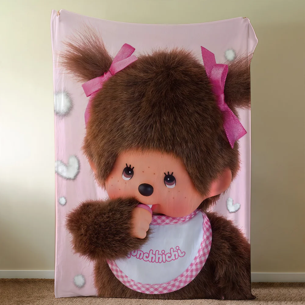 M-MonchhichiS-ES Cartoon Cute Blanket Soft Warm Furry Throw Super Kids Toys Bed Sofa Car Cradle