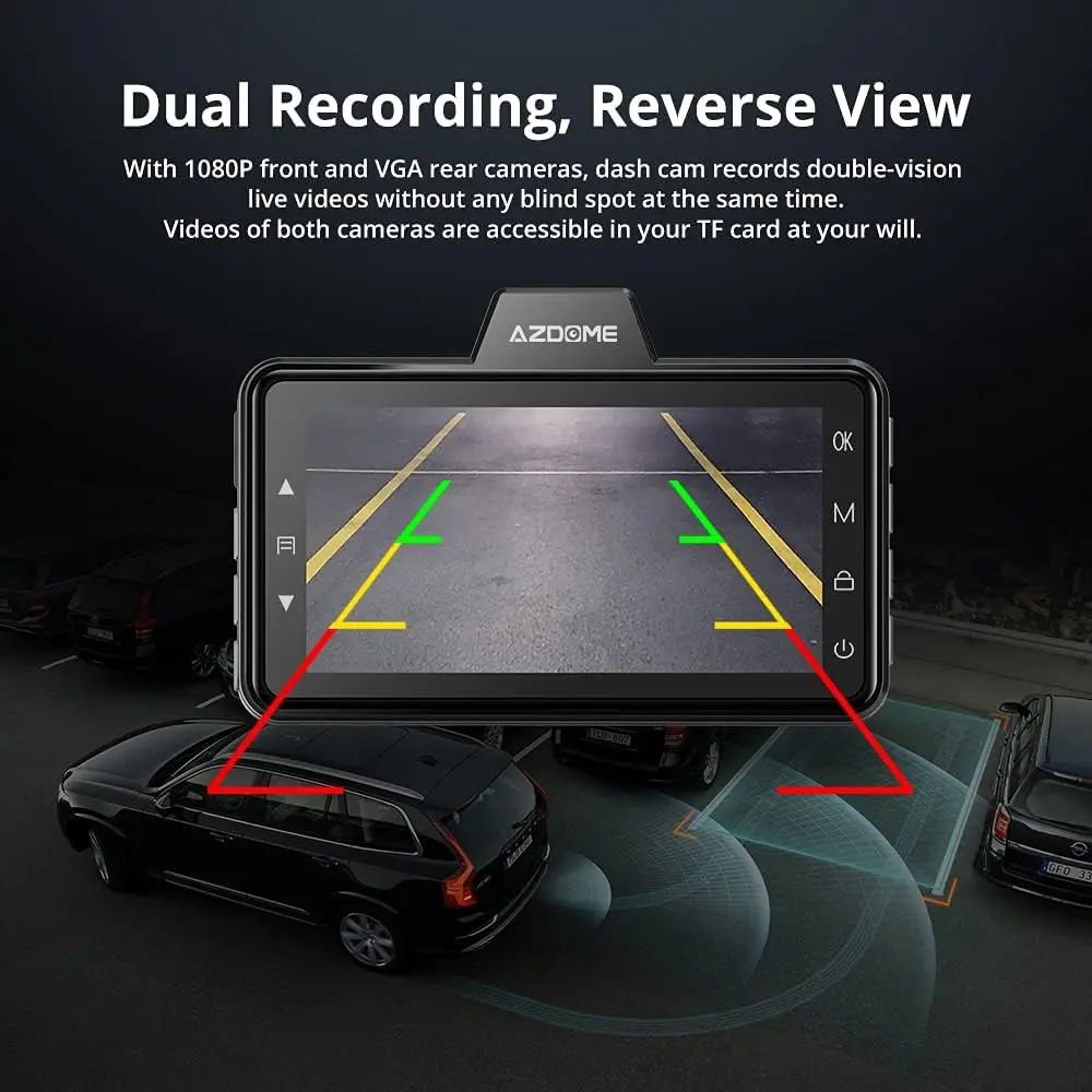 AZDOME M01 Dash Cam 1080P 3\'\' IPS Screen Night Vision Car Camera Loop Recording G-sensor Audio Recording Car Driving Recorder