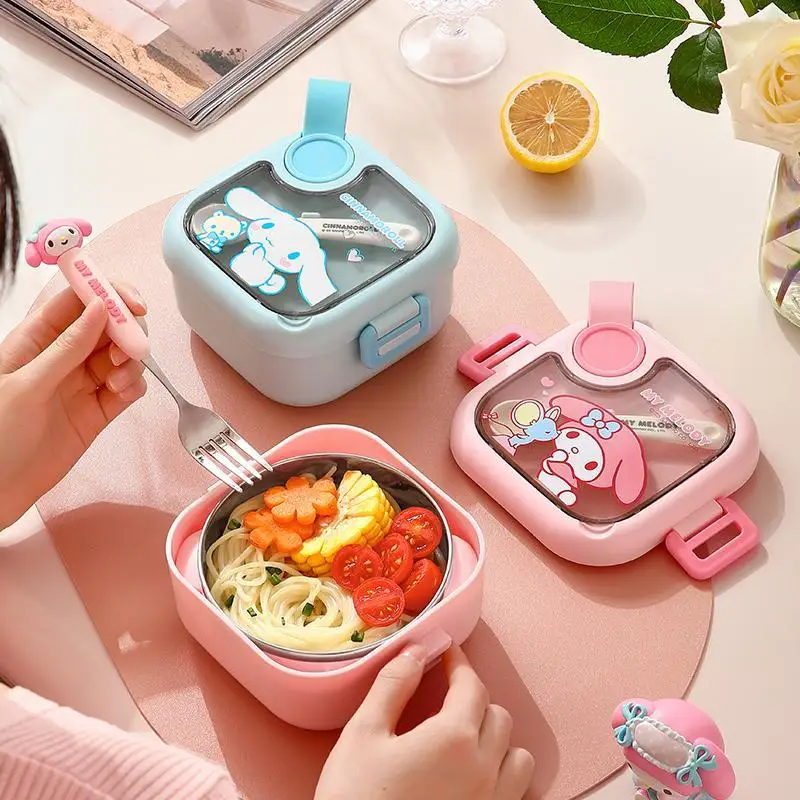 

Горячий Miniso Kawaii Student Sus304 Ланч-бокс Чаша для супа Костюм Hello Kitty Мультфильм Портативный ланч-бокс для столовой с подогревом Посуда