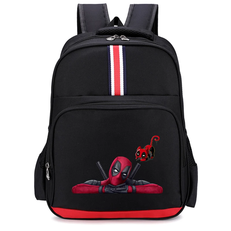 Deadpool Marvel School Bags Movie Cartoon Print Kids Student Supplies Backpack Teenager Adult Vogue Office Storage Knapsack Gift