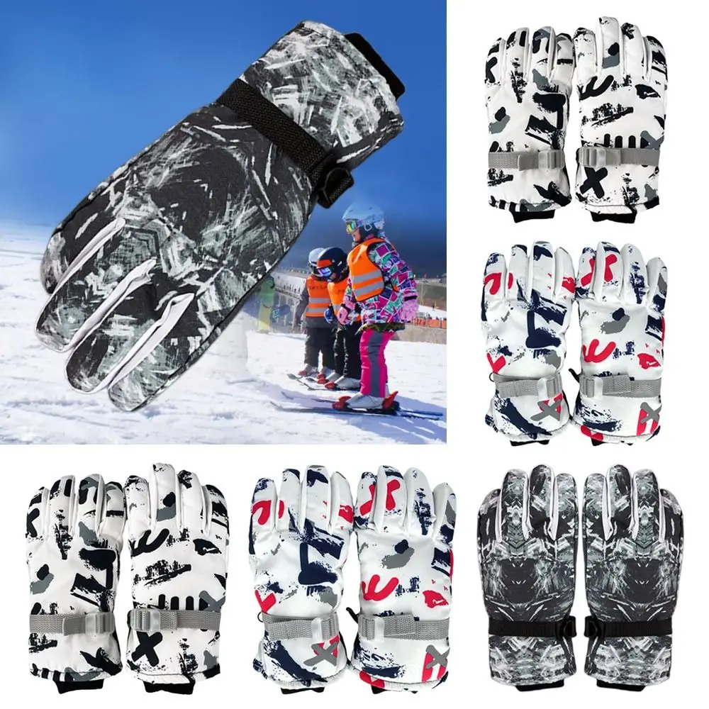 แฟชั่นหนาอบอุ่นเด็กฤดูหนาวสโนว์บอร์ดหิมะถุงมือเล่นสกีเด็กขี่กลางแจ้งแขนยาวถุงมือ