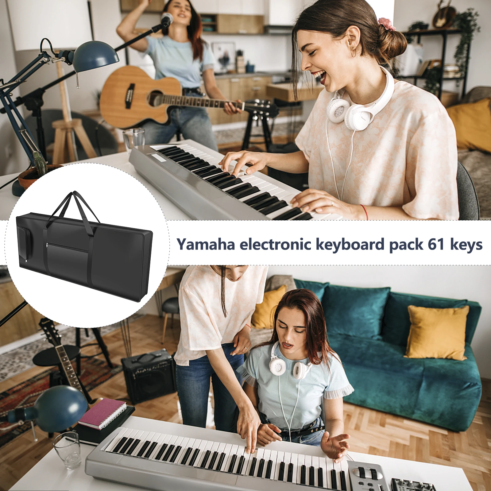 61 Keys Electronic Piano Bag Waterproof Oxford Cloth Thickened Handbag Keyboard Suitcase Electronic Piano Instrument Accessories