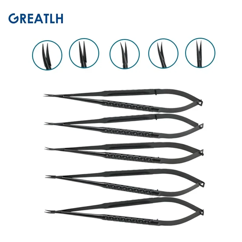 Ophthalmic Micro Scissors Forceps Crescent Type Scisssors Straight Curved Scissors Stainless Ophthalmic Instrument Autoclavable