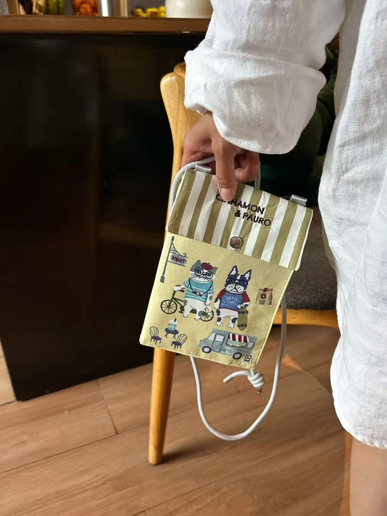 kusuguru-刺繍猫携帯電話バッグ多機能旅行ショッピングクロスボディバッグユニセックスポリエステル繊維春シーズン