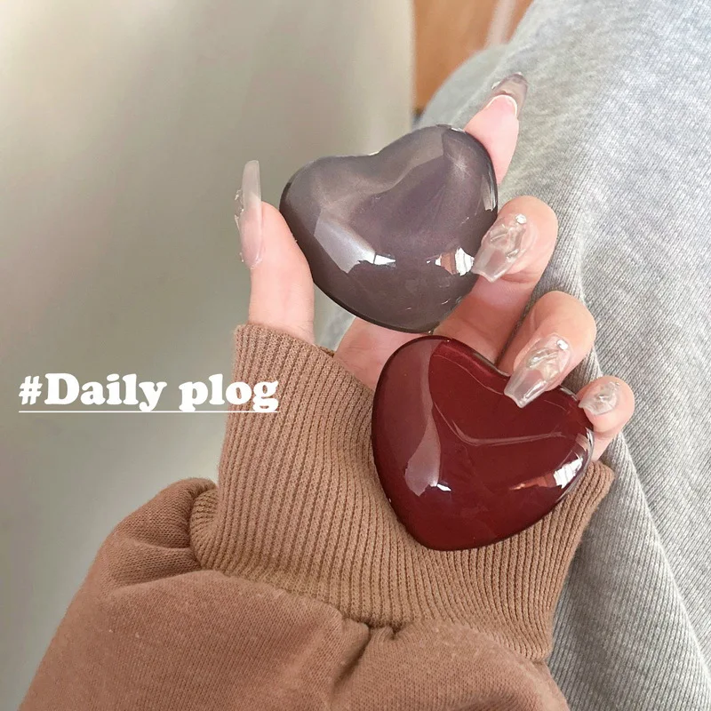 Стеклянное сердце, маленький свежий стиль Ins, кронштейн для подушки безопасности для мобильного телефона, клейкий тип, выдвижной однотонный опорный кронштейн, портативный