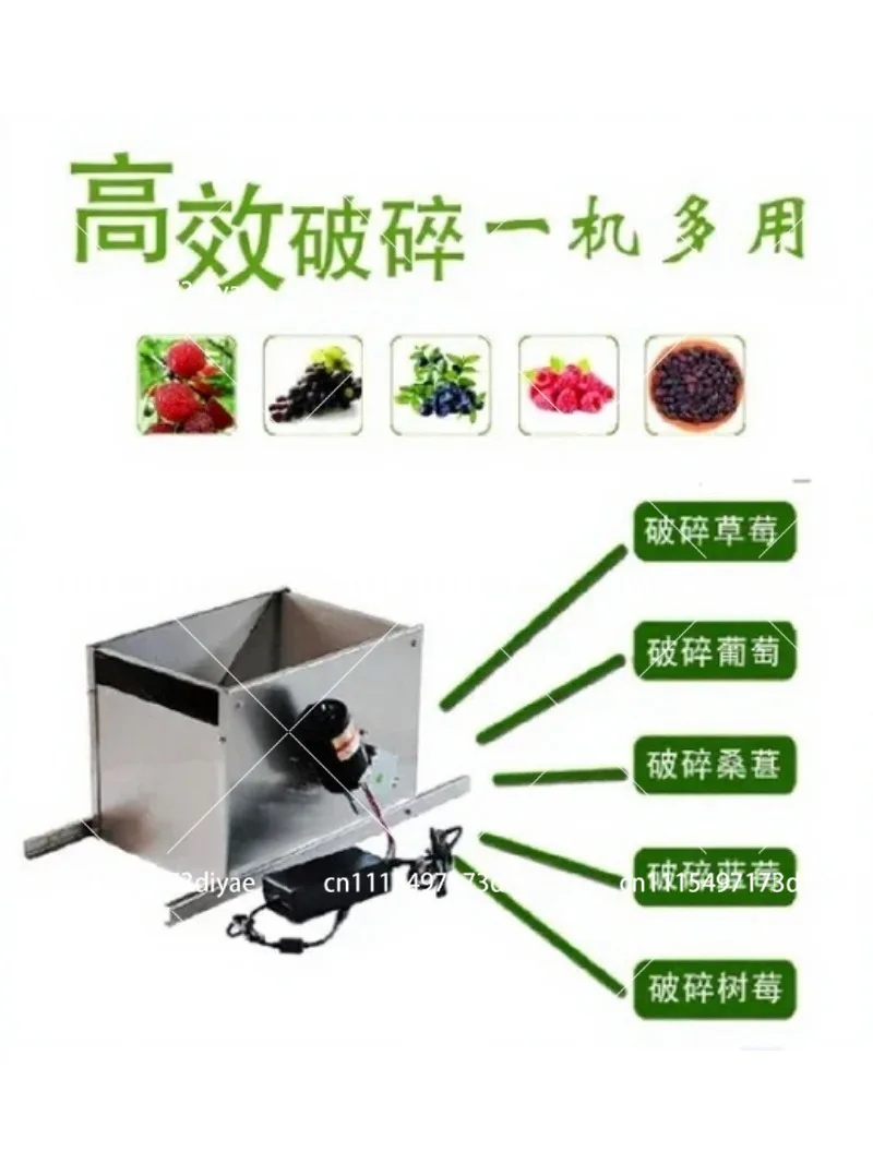 180R/Min Electric Grape Crusher Destemmer for Wine Processing, Mulberry Strawberry Cherry Pear Crushing Machine