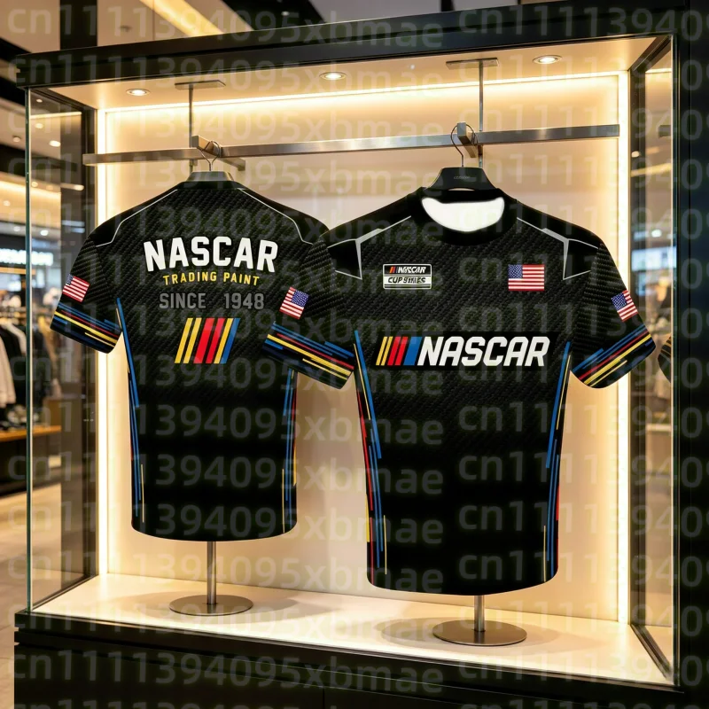 Men's Round Neck Training Tops NASCAR Checkered Flag Sports Uniform Breathable Quick-Drying Tshirt Unisex Casual Family Kids Tee