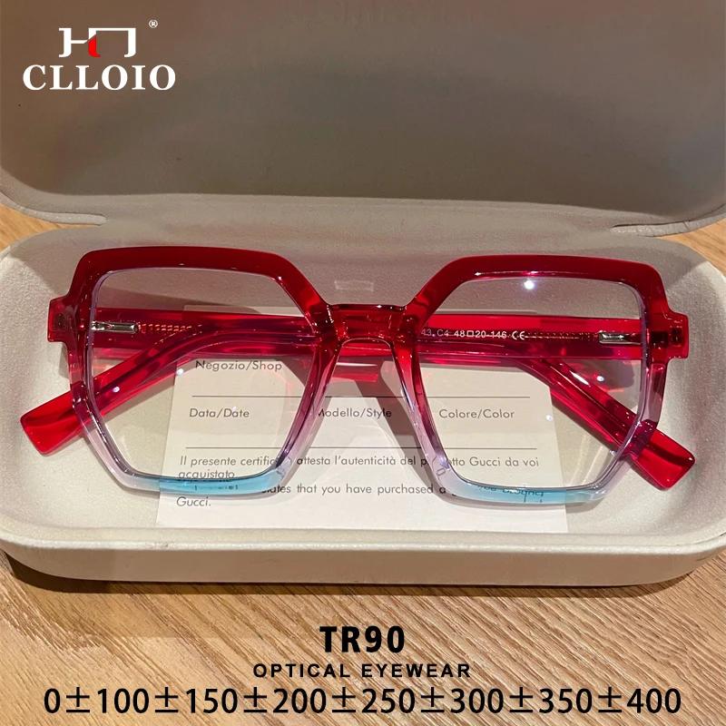 

CLLOIO Fashion Square Myopia Prescription Glasses Women Hyperopia Reading Eyeware Anti Blue Light Customized Computer Eyeglasses