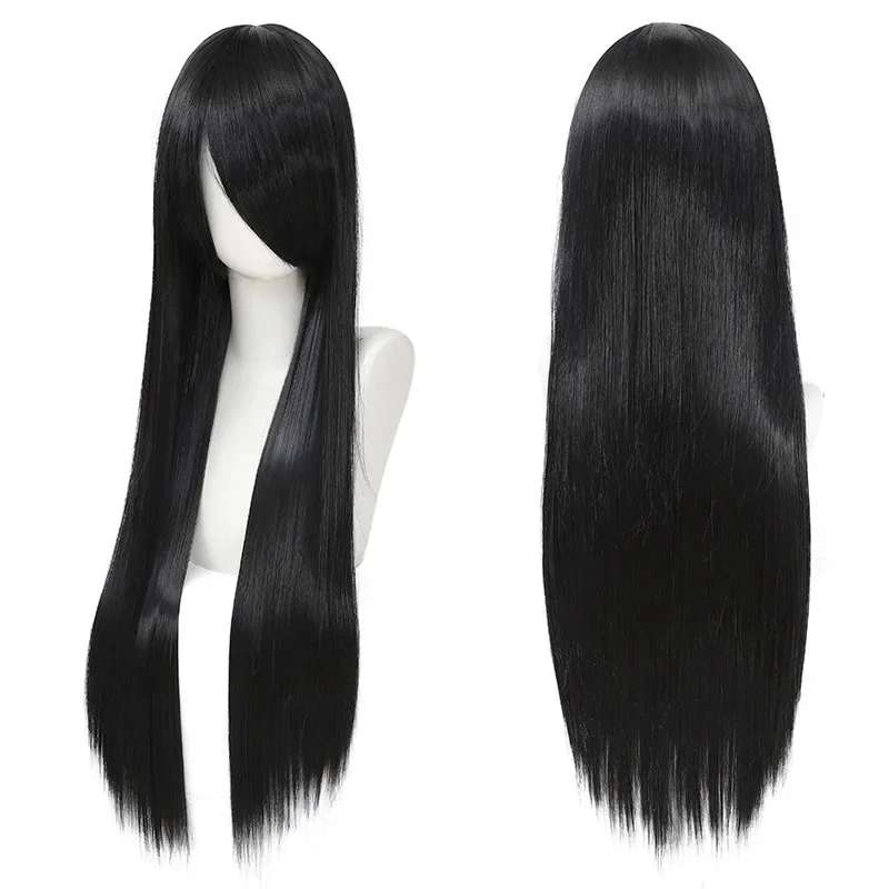 80cm Colorful Long Straight Synthetic Hair White Purple Black Cosplay Wig For Men And Women Anime Styling Free Wig Cap view 2