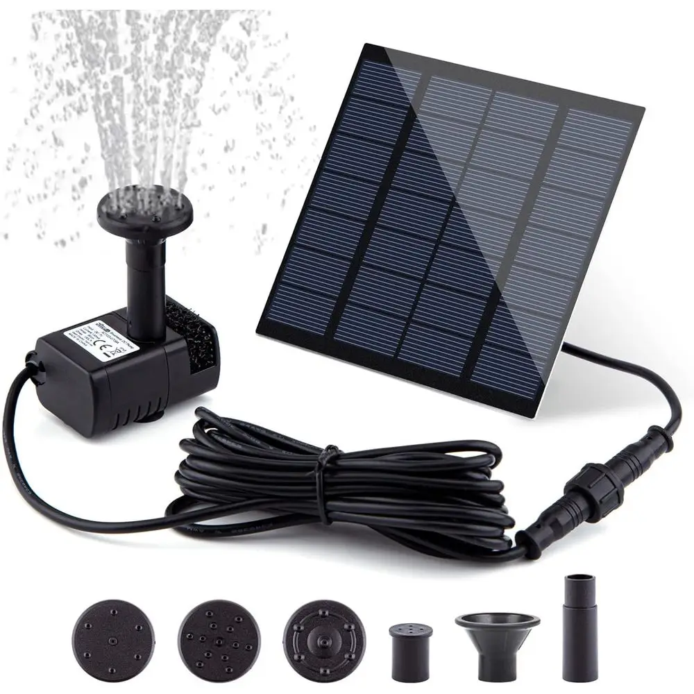Kit de Bomba para Estanque con Panel de Control Separado, Bomba de Agua Mejorada de 1.8W con Cable de 3m y 4 Boquillas para Fuente de Agua o Pájaros