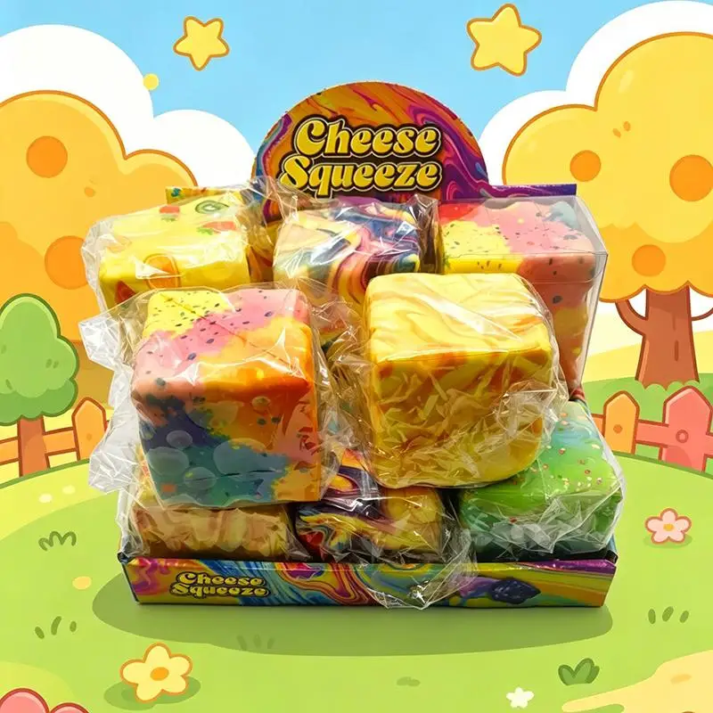 8cm Color Swirl Simulated Cheese  Toy Maltose Slow Rising Decompression Fidget High Appearance Stress Reliever