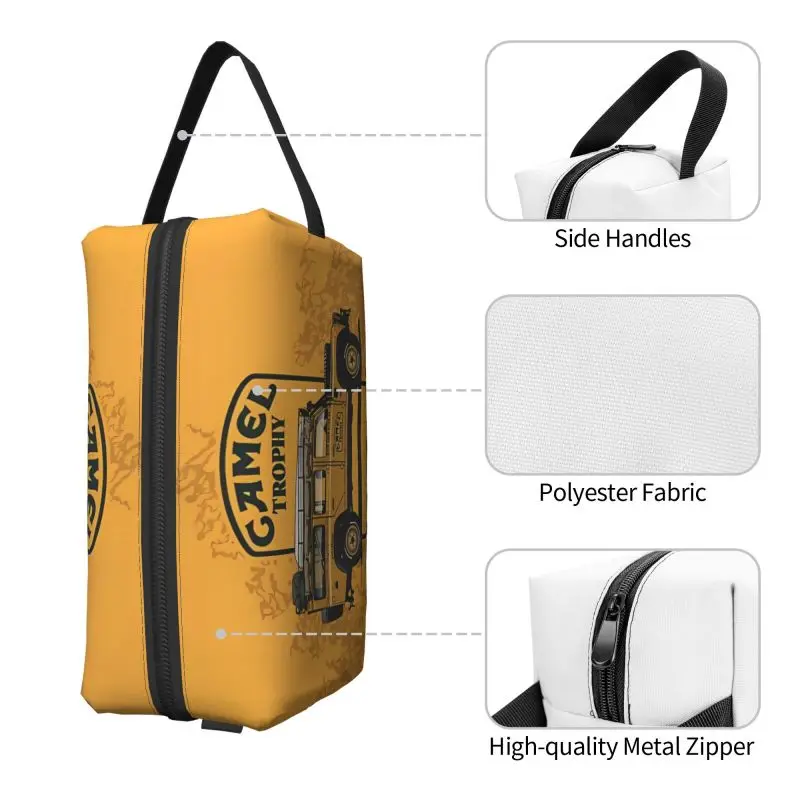 Camel Trophy Racing Makeup Bag Women Travel Storage Toiletry Bag Men Portable Cosmetic Organizer Waterproof Makeup Bags