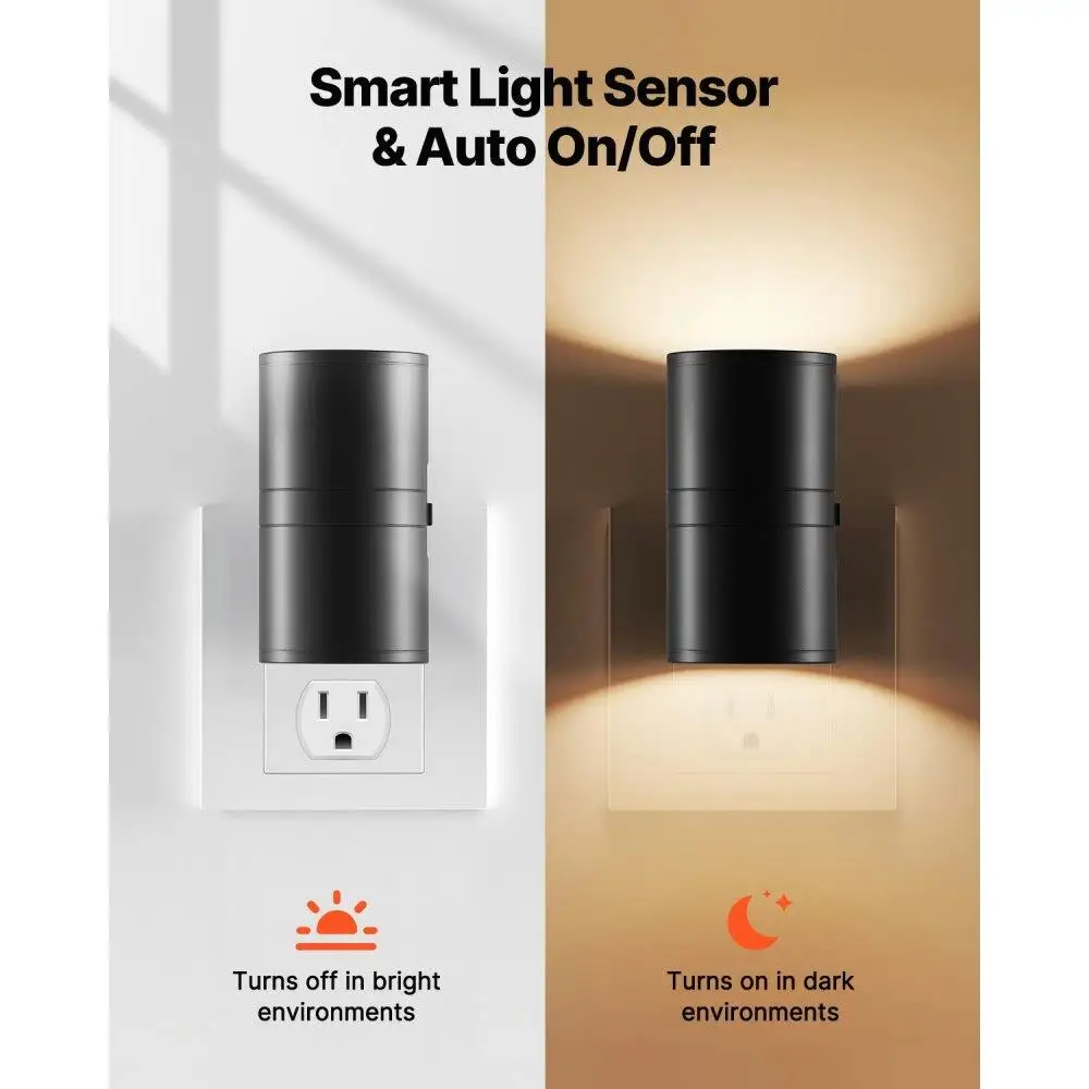 Night Light with Dusk to Dawn Sensor Modern Plug-In Wall Light Energy Efficient Bedroom and Hallway Lighting Solution