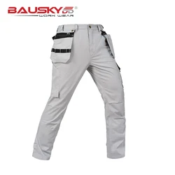 Summer Men's Multi Pockets Cargo Work Trousers Workwear Mechanic Pants Cargo Work Pants