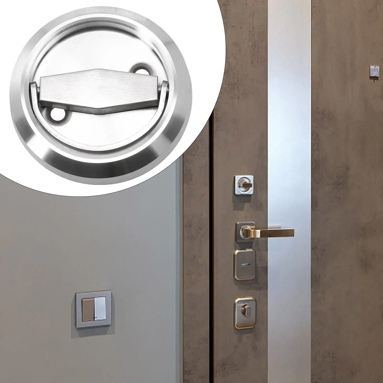 Easy Installing Door Handles Handle Degree Rotation Door Lock Double Hole Durable Invisible Cabinet Pulls New