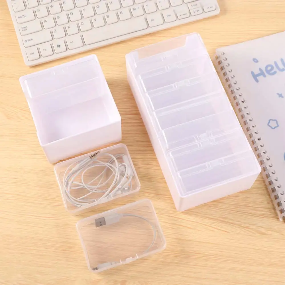 Clear Data Cable Storage Box Durable Messy-Free Cable Organizer Box Plastic Reusable Desktop Cable Organizer Travel Ready