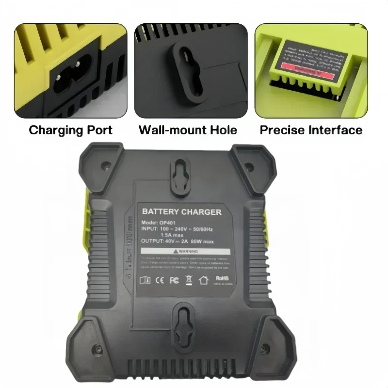 Replace RYOBI PO401 multi port fast charger, suitable for RYOBI 36V-40V OP4015 OP4026 OP4026A OP4030 OP4040 OP4050 OP4060, etc