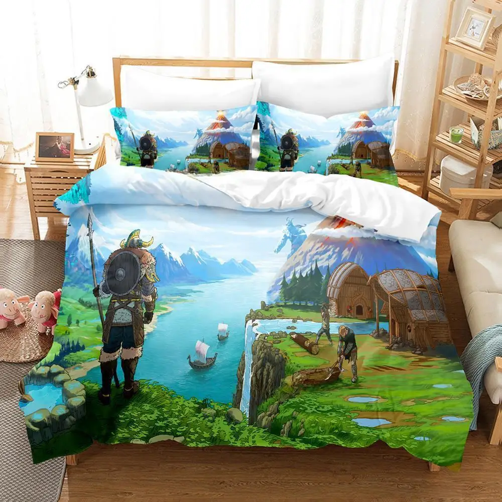 

Tribes Of Midgard Bedding Set Single Twin Full Queen King Size Bed Set Adult Kid Bedroom Duvet Cover Sets 3D Game Bed Sheet Set