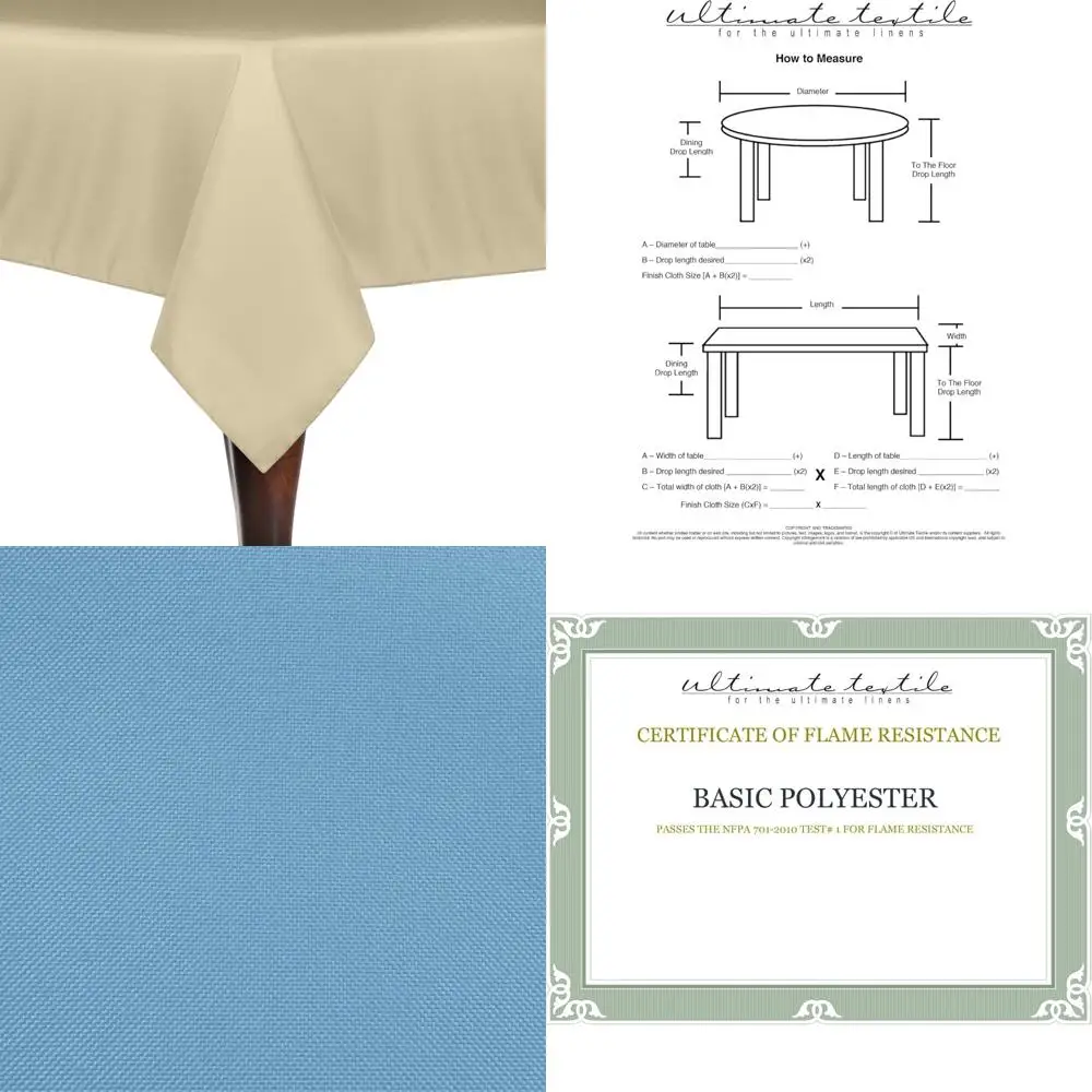 

Polyester Linen Tablecloths Set of 5, 60 x 60 Square, Tan Beige, Durable for Home and Party Use