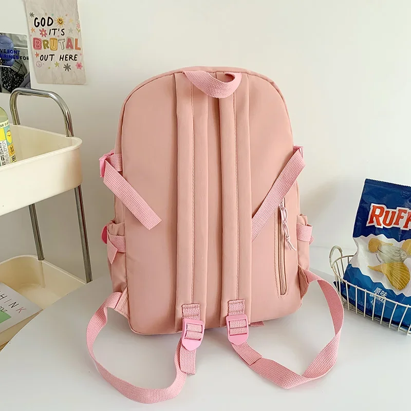 Aesthetic Backpack Girl Junior High School Student School Bag Youth School Backpack Female Book Bag Large Capacity Back Bag