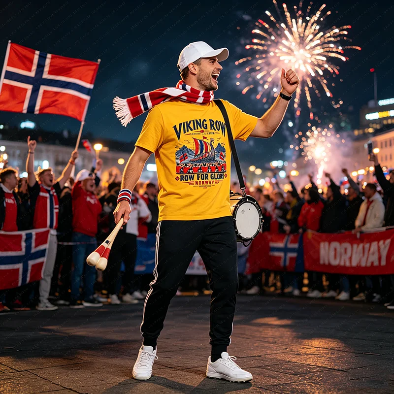 Norwegen Fußball-Liebhaber Viking Row Game Day T-Shirt Y2K Fußball-Saison Spieler Sportbekleidung Grafik Damen Herren Kleidung Neuheit – Detail 9