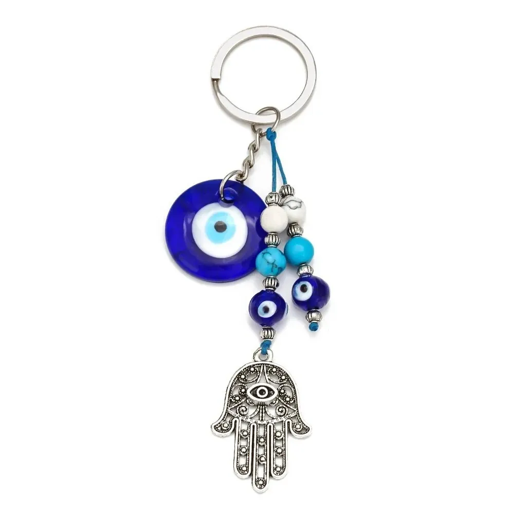 keychain hindu Gift Vintage Antique Silver Color 38x38mm Indian Elephant God Om Pendants Keychain Keyring Holder