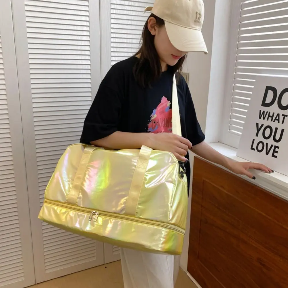 Gym Tote Bags Pearlescent Fabric Gym Bag Multicolor Fashion Fitness Handbag Waterproof Portable Shoulder Bag Camping
