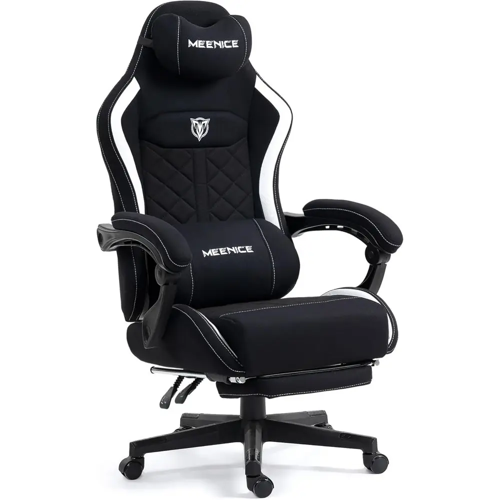 Cadeira de jogos grande e alta com apoio para os pés, massagem lombar para adultos |   Cadeira Gamer Ergonômica com Encosto Alto e Almofada de Molas
