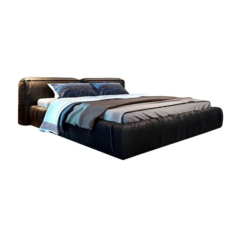 

Leather bed light luxury modern simple double master bedroom large bed high-end bed