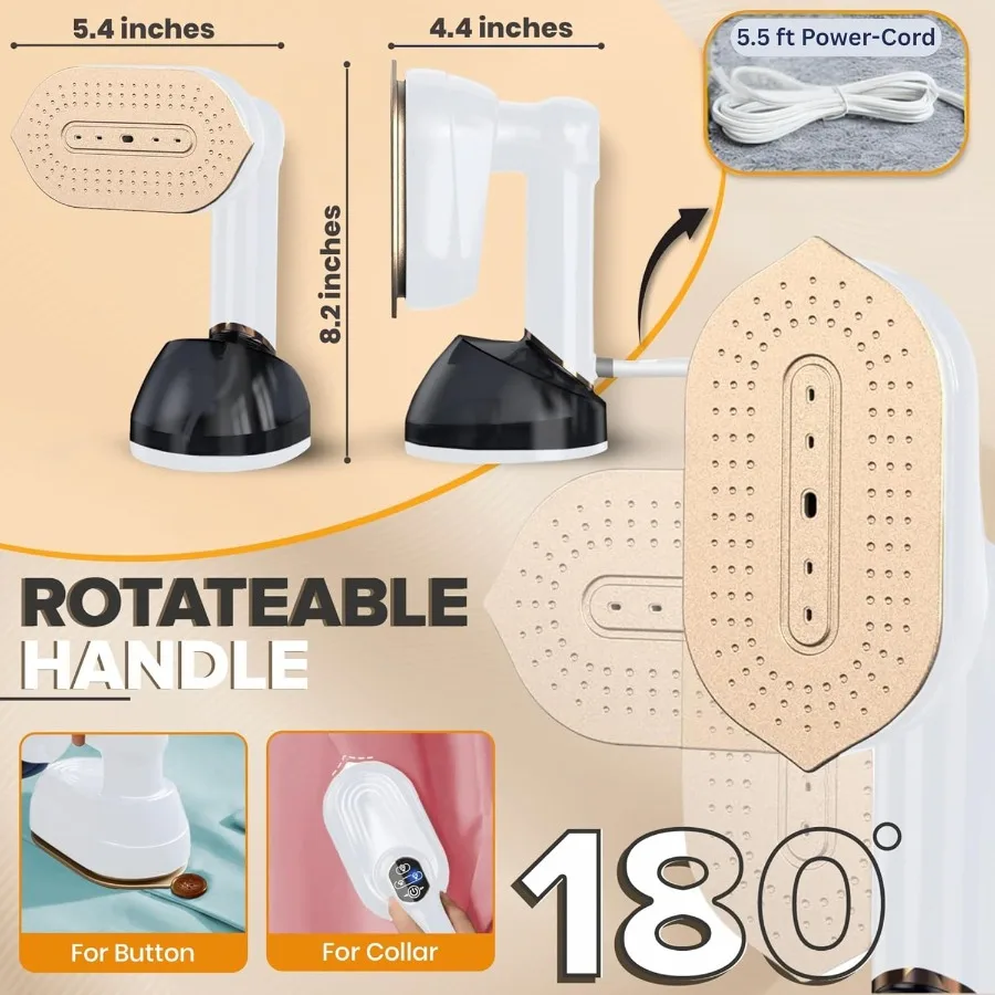 همس باخرة محمولة للملابس 2 في 1 مكواة بخار للسفر للملابس خفيفة الوزن مع خزان مياه 230 مل 20 ثانية وقت تسخين 10