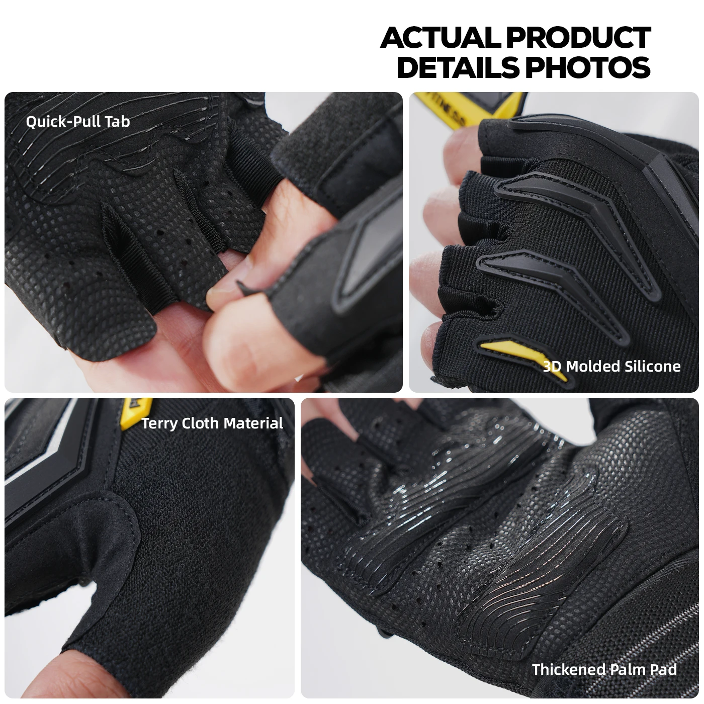 GOUNOD Gewichtheber-Handschuhe Silikon Anti-Rutsch-Material Krafttraining Dick Langlebig Modernes Design Fitness-Studio – Detail 6