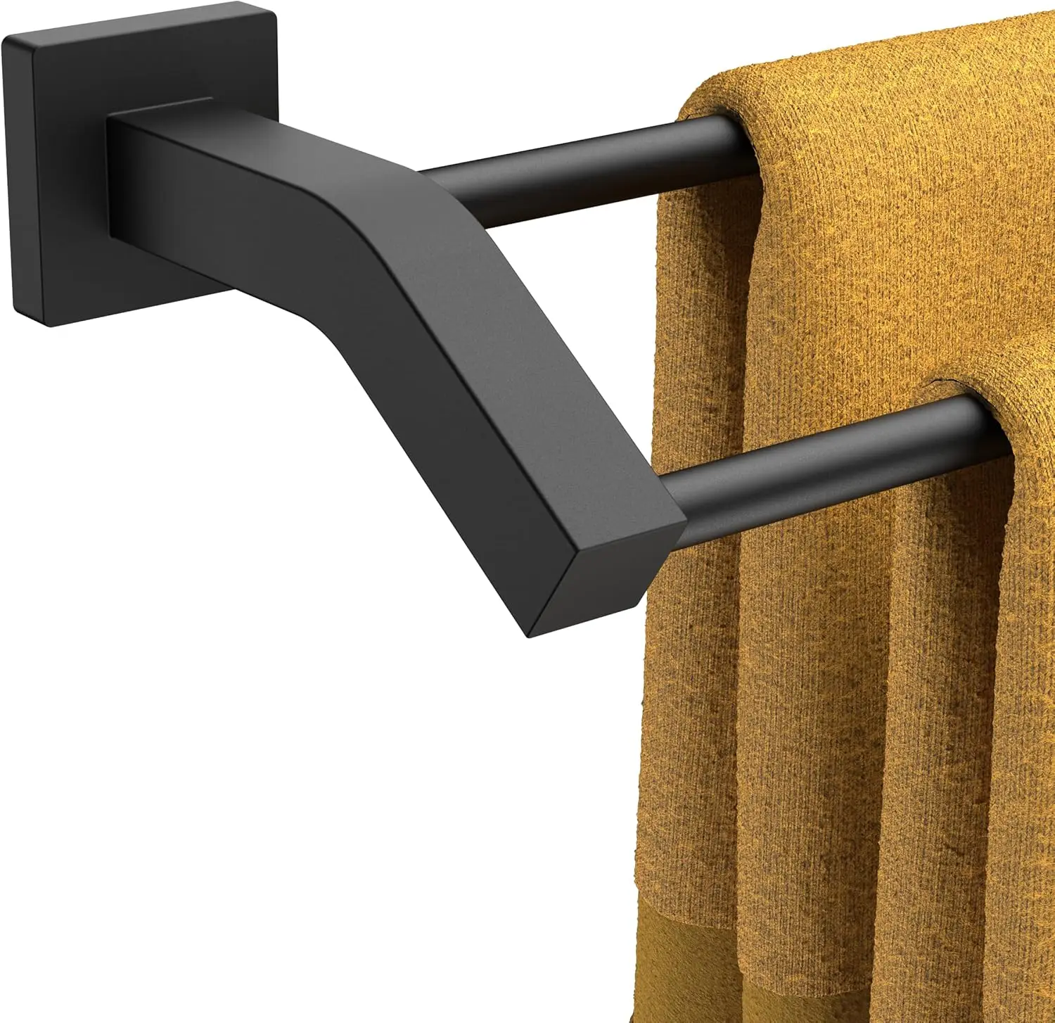 

Двойные настенные держатели для полотенец 24 дюйма для ванной комнаты, из толстой нержавеющей стали, квадратные, матовый черный цвет