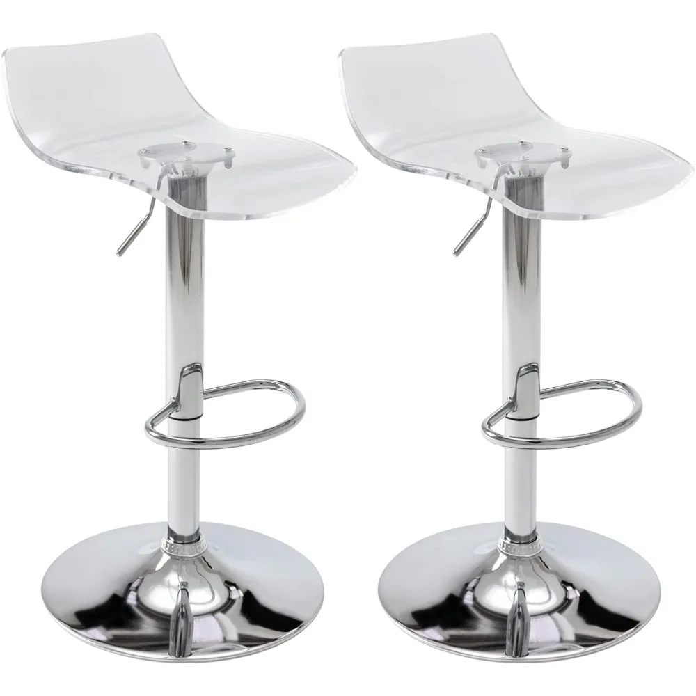 

Bar Stools Set of 2, Transparent Swivel Adjustable Airlift Barstools with Low Back, Counter Height Bar