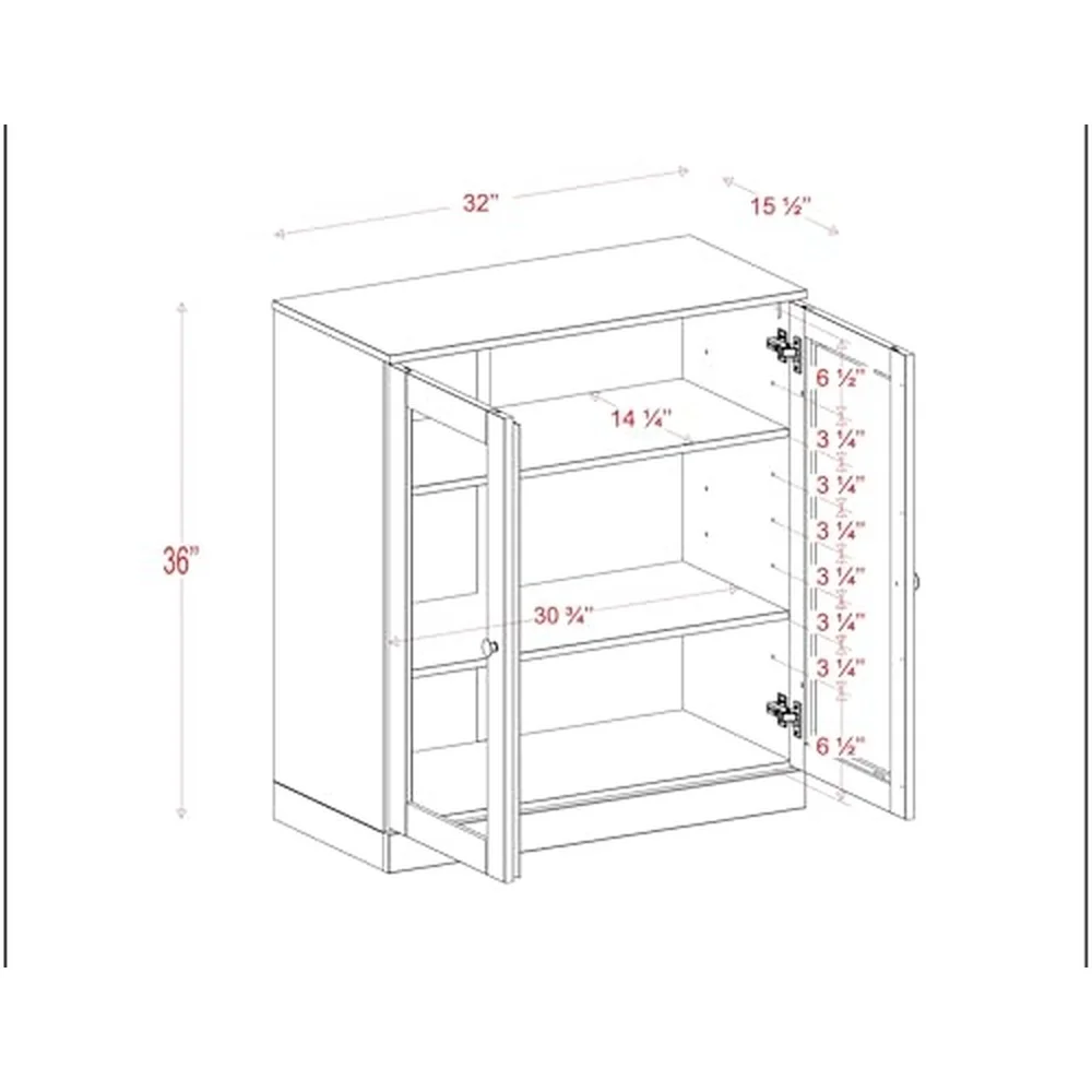 Solid Wood Bookcase 3 Tier Bookshelf 32” Wide Espresso Short Bookcase Display Cabinet with Glass Doors & Adjustable