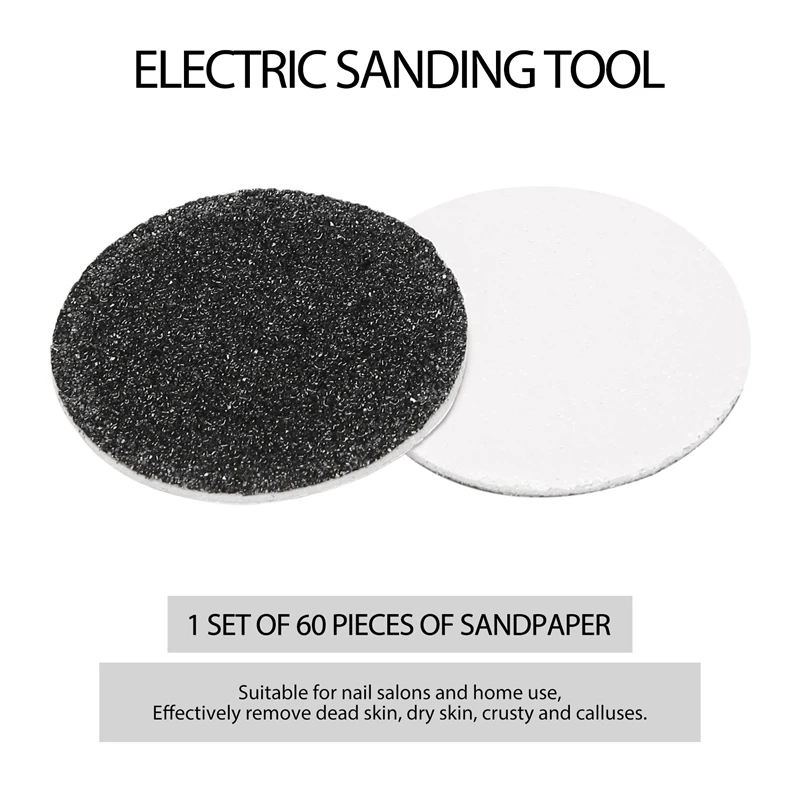 AD-60 Pcs Replacement Sandpaper Discs Pads For Electric Foot File Callus Remover Pedicure Tool