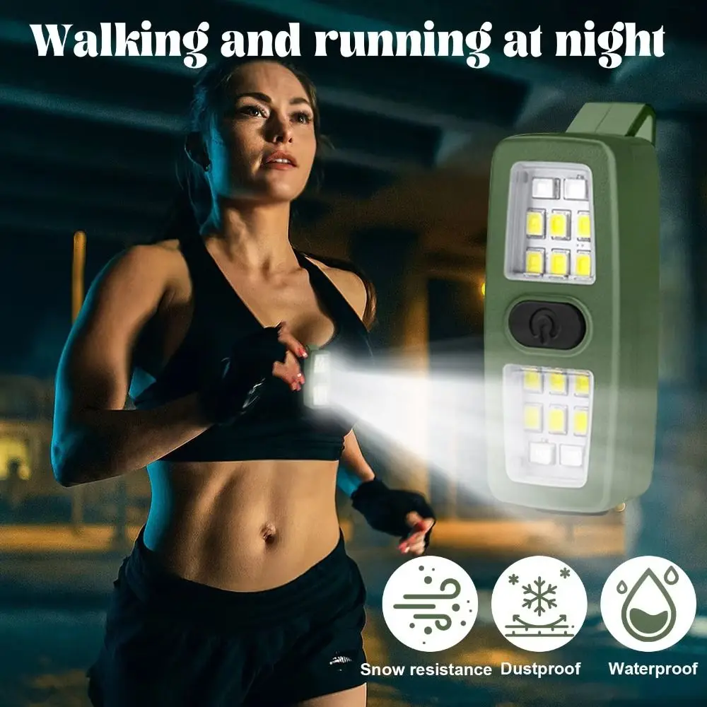 

Light Source Small Size EDC Flashlight Rechargeable Hands Free Running Light ABS Material Clip On Clip Flashlight Running