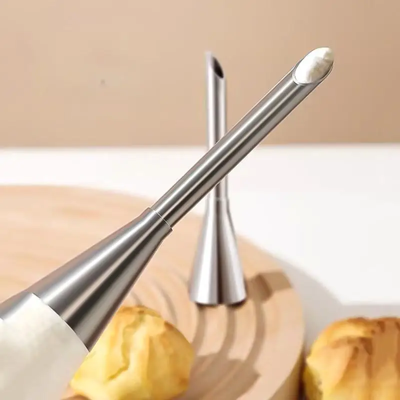 4Pcs Puff Pastry Piping Nozzle Set Durable Stainless Steel Decorating Tips for Birthday Party Cake Cupcake Baking