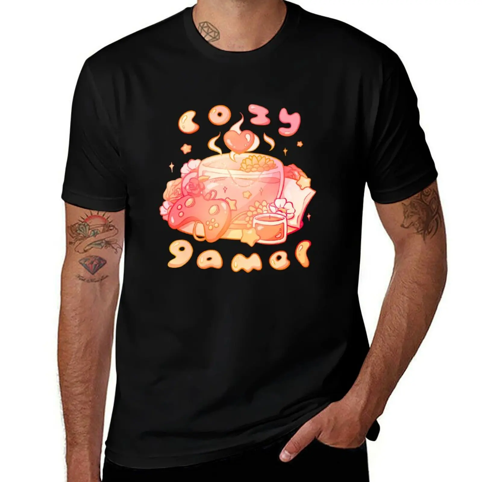 Cozy Gamer Teacup T-Shirt Casual Streetwear Short Sleeve Tee T-Shirt