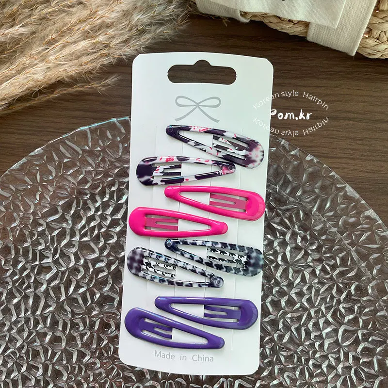 8Pcs Girls Colorful Leopard Print Snap Hair Clips Water-drop Metal BB Clips For Women Fashion Side Hair Bangs Hairpins Accessory