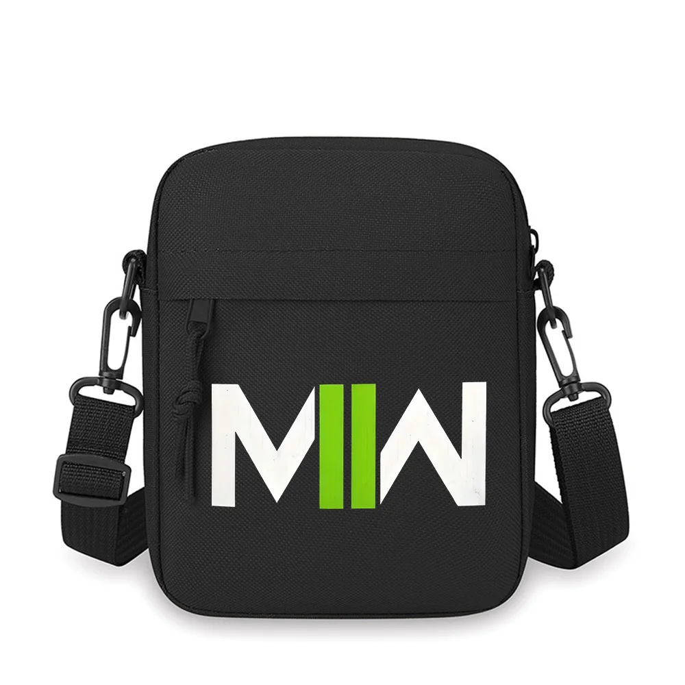 White letters green bars black background Men Crossbody Bag Single Shoulder Women Cartoon Anime Film Printing Design Unisex