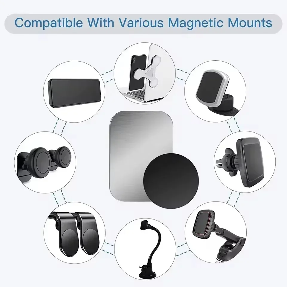5/10pcs Magnetic Metal Plate Disk Car Phone Holder Stickers Magnetic Patch Sticker for Tablet Mobile Phone Car Stand Mount view 2