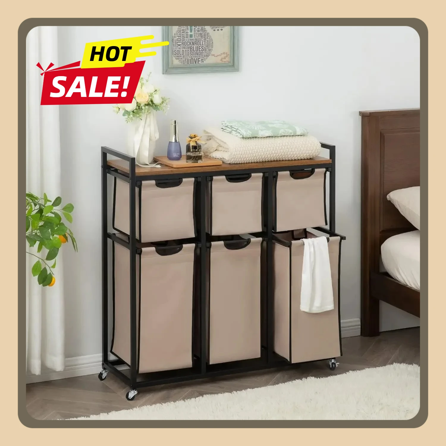 

Laundry Basket Organizer with 6 Sliding Sorter Bags, Hampers for Laundry 6 Compartments plastic bag house organization